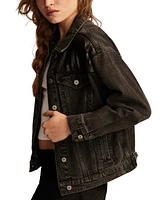 Lucky Brand Women's Sequin Denim Trucker Jacket