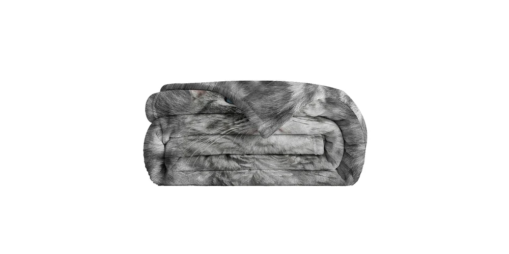 Slickblue Cute Cat Blanket for Cat Lovers Fleece Flannel Throw Black and White Print