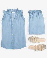 On 34th Womens Ruffled Tank Pull On Shorts Faux Pearl Bracelet Bow Sandals Created For Macys