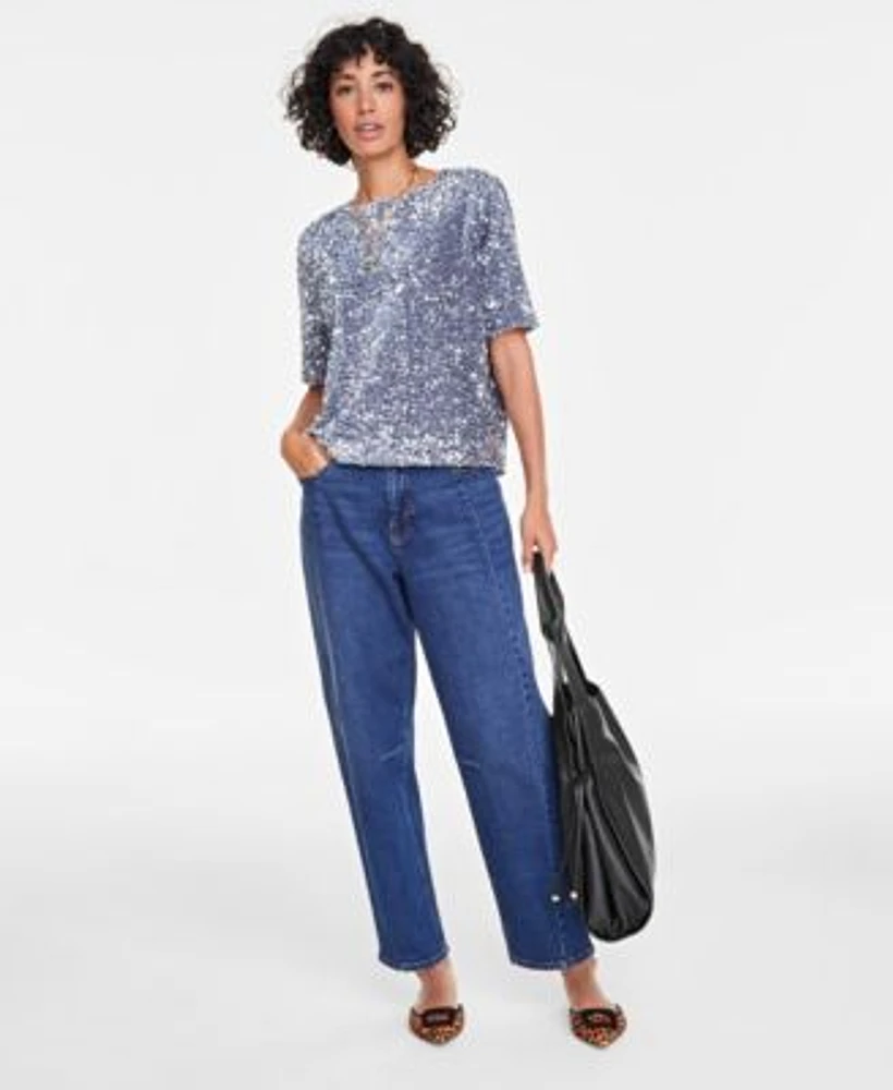 On 34th Womens Velvet T Shirt Barrel Leg Jeans Solid Tote Layered Necklace Buckled Mules Created For Macys