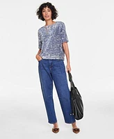 On 34th Womens Velvet T Shirt Barrel Leg Jeans Solid Tote Layered Necklace Buckled Mules Created For Macys