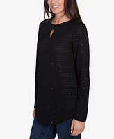 Ruby Rd. Petite Diamond Detail Sequin Knit Top