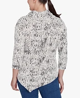 Ruby Rd. Petite Split Cowl Neck Chenille Jacquard Knit Top