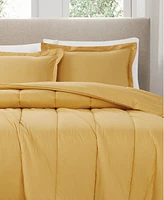 Brooklyn Loom Solid Cotton Percale -Pc. Comforter Set