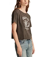 Lucky Brand Women's Cotton Giddy Up Crop Crewneck Tee