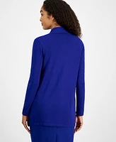 Kasper Women's Pointelle Open-Front Long-Sleeve Cardigan