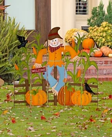 Glitzhome 41.5"H Fall Metal Scarecrow Corns Combo Yard Stake