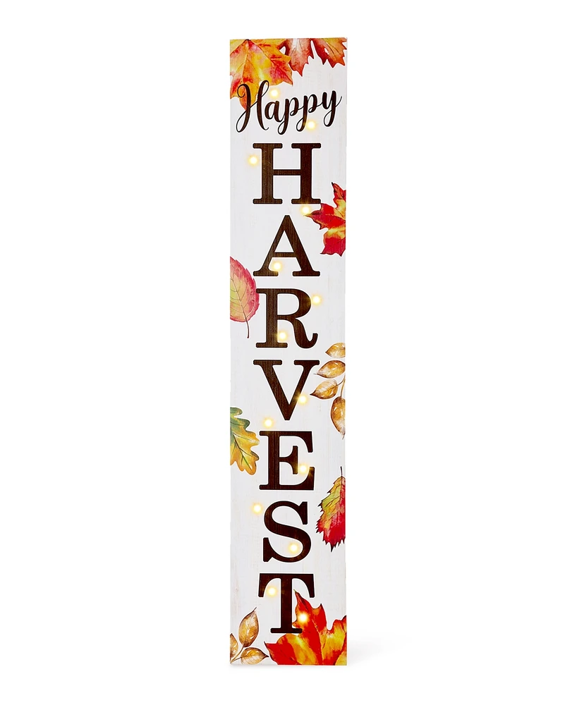 Glitzhome 42"H Fall Lighted Maple Leaves Wooden Porch Sign with Timer
