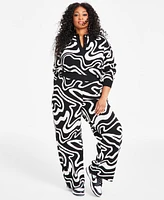 Nina Parker Trendy Plus Pull-On Swirl Knit Pants