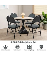 Costway Pack Folding Chairs Portable Padded Office Kitchen Dining Chairs