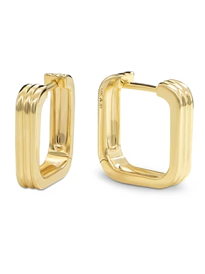 Devata Ribbed Square 14mm Hoop Earrings in 14K Gold, approx. 3.5 grams