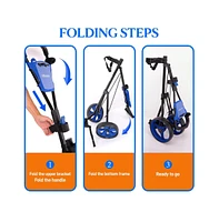 SereneLife Foldable 3-Wheel Golf Push Cart with Deluxe Scorecard Holder