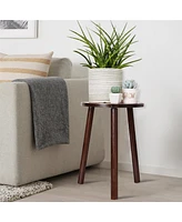 Unho 2 Pack Small Round Side Table Mid Century Tripod Plant Holder 16.5in Tall for Home Decor