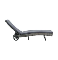 vidaXL Sun Lounger with Wheels and Cushion Poly Rattan Anthracite