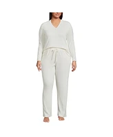 Lands' End Plus Cozy 2 Piece Pajama Set - Long Sleeve Top and Pants