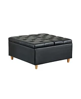 Gaomon Ottoman Coffee Table with Lift Top,Faux Leather Fabric Tufted Upholstered Ottoman with Storage, Large Square Storage Ottoman Bench for Bedroom,