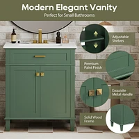 Simplie Fun 30-inch bathroom vanity with ceramic basin, soft close door and adjustable shelves