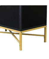 Streamdale Furniture Distinctive Features of Four-Door Sideboard with Metal and Cross-Leg Design, Suitable for Living Rooms, Entrance and Study