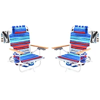 Streamdale Furniture 2PCS Backpack Beach Chairs for Adults Beach towel backpack beach chairs for adults 5 position chair with pouch folding lightweigh