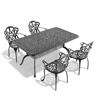 (Cushions In Random Colors)5-Piece Set Of Cast Aluminum Patio Furniture With Cushions