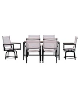 7 Piece Outdoor Patio Set/ Weather Resistance/ Wood Plastic Component/ Wpc/ Swivel Chairs/ Al Fresco Dining Set/ Outdoor Dining Set/ Dining Table Set/