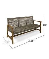 Simplie Fun Hampton Wood + Wicker 3 Seater