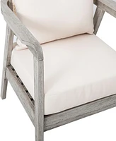 Outdoor Acacia Wood Patio Club Chair, Patio Furniture, Waterproof Thick Cushion Deep Seating for Porch, Garden, Backyard, Balcony, Weight Capacity 400