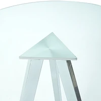 Simplie Fun Modern Kitchen Glass dining table Round Tempered Glass Bar Table top, Clear Bar Table Metal Legs, electroplated legs (set of 1