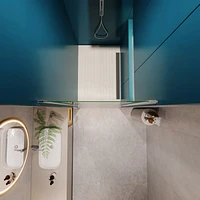 1 3/8" adjustment, universal pivot shower door, open outside, with 1/4" tempered glass