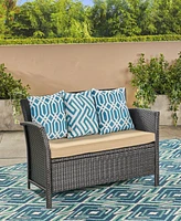 St Lucia Loveseat: Plush Cushions, Wicker Haven For Outdoor Tranquility