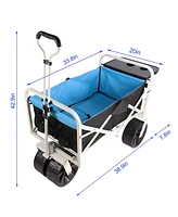 Folding Wagon Garden Shopping Beach Cart (white)