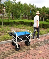 Simplie Fun Folding Wagon Garden Shopping Beach Cart (white)