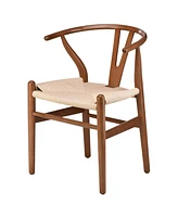 Streamdale Furniture Wishbone Chairs for Dining Room, Soild Wood Weave Dining Chair, Armchair, Fully Assembled, Set of 2