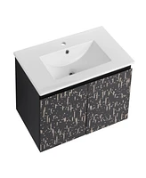 30" Floating Wall-Mounted Bathroom Vanity With Ceramics Sink & Soft-Close Cabinet Door, Kd-Package
