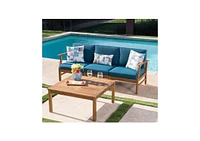 Perla 3 Seater Sofa And Table Set, Blue