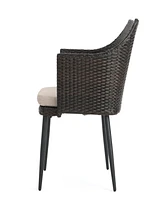 Simplie Fun Stylish Outdoor Dining Chairs With Durable Faux Wood Legs And Water-Resistant Cushions