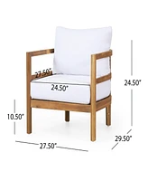 Streamdale Furniture Outdoor Acacia Wood Patio Club Chair, Wood Patio Furniture, Waterproof Thick Cushion Deep Seating For Porch, Garden, Backyard, Ba