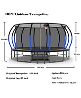 Streamdale Furniture 16FT Trampoline with EnclosureRecreational Trampolines with Ladder and AntiRust Coating, Astm Approval Outdoor Trampoline for Kid