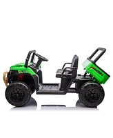 24V Xxxl Kids Ride On Utv W/Parents Remote Control, Two-seater, Automatic tipping bucket, Rear wheel suspension, Slow start, Portable handle