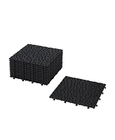 Streamdale Furniture 12 x 12 Inch Black Interlocking Deck Tiles Plastic Waterproof Outdoor All Weather Anti