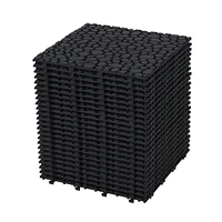 Simplie Fun 12 x 12 Inch Black Interlocking Deck Tiles Plastic Waterproof Outdoor All Weather Anti