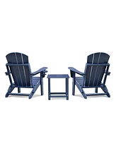 Folding Outdoor Adirondack Chair for Relaxing, Hdpe All-weather Fire Pit Chair, Patio Lawn Chair for Outside Deck Garden Backyardf Balcony, Navy Blue