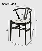 Streamdale Furniture Wishbone Chairs for Dining Room, Soild Wood Weave Dining Chair, Armchair, Fully Assembled, Set of 2