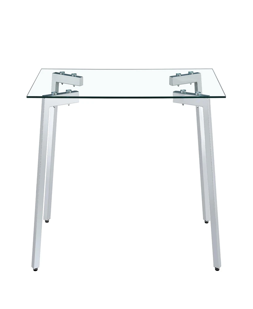 Simplie Fun Sleek Glass Dining Table for 4 with Durable Metal and Wood Legs