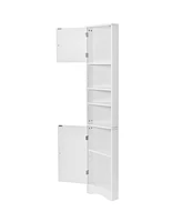 Multi-Functional Corner Cabinet Tall Bathroom Storage Cabinet with Two Doors and Adjustable Shelves, Open