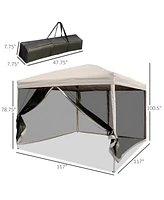 Simplie Fun 210D Oxford 10' x 10' Pop Up Canopy Tent with Netting, Instant Screen Room House, Tents for Parties, Height Adjustable, with Carry Bag, fo