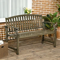 Simplie Fun 46" Outdoor Garden Bench, Metal Bench, Wood Look Slatted Frame Furniture for Patio, Park, Porch, Lawn, Yard, Deck, Black