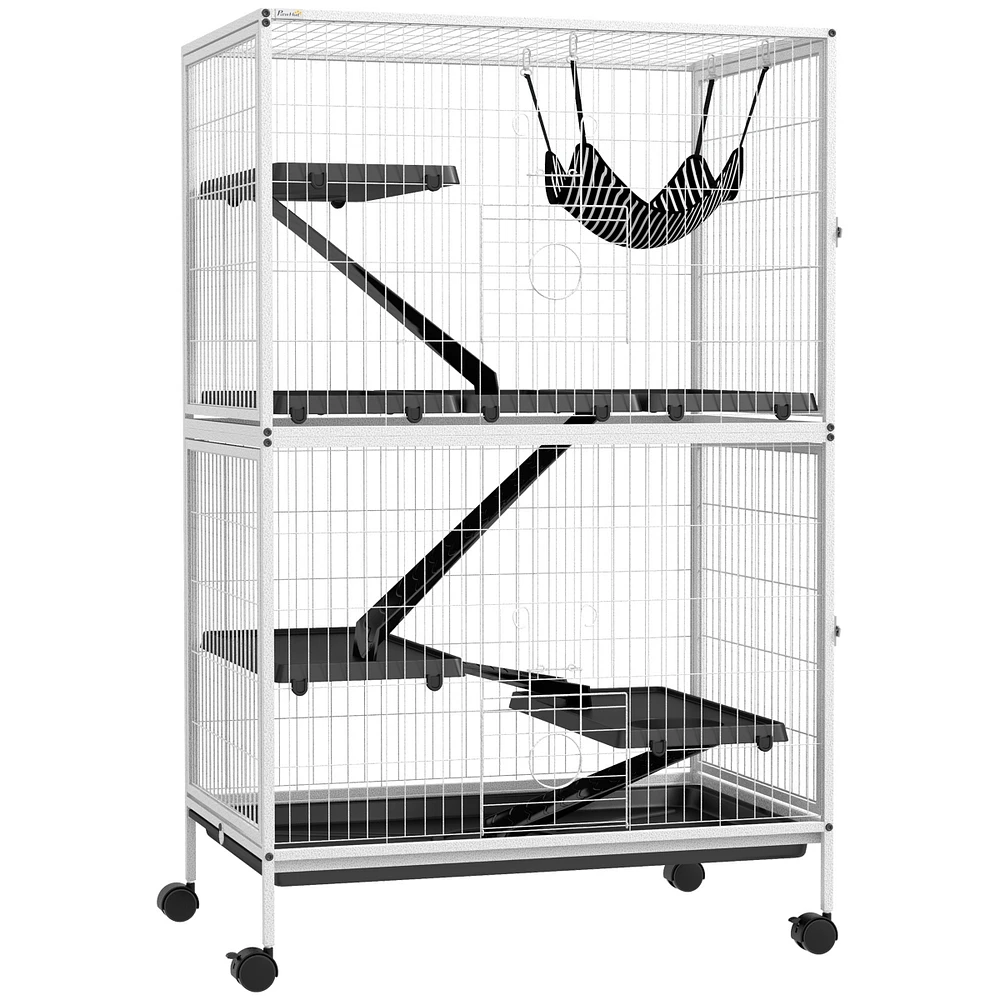 50" H 5-Tier Small Animal Cage, Ferret Cage, Large Chinchilla Cage with Hammock Accessory Heavy-Duty Steel Wire, Small Animal Habitat with 4 Door