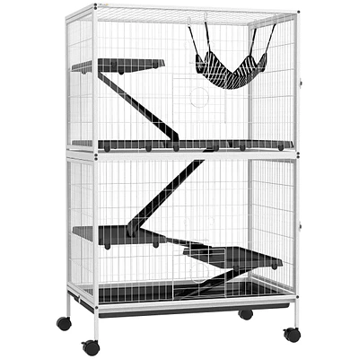 50" H 5-Tier Small Animal Cage, Ferret Cage, Large Chinchilla Cage with Hammock Accessory Heavy-Duty Steel Wire, Small Animal Habitat with 4 Door