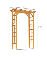 Simplie Fun 85" Wooden Garden Arbor for Wedding and Ceremony, Outdoor Garden Arch Trellis for Climbing Vines - Orange